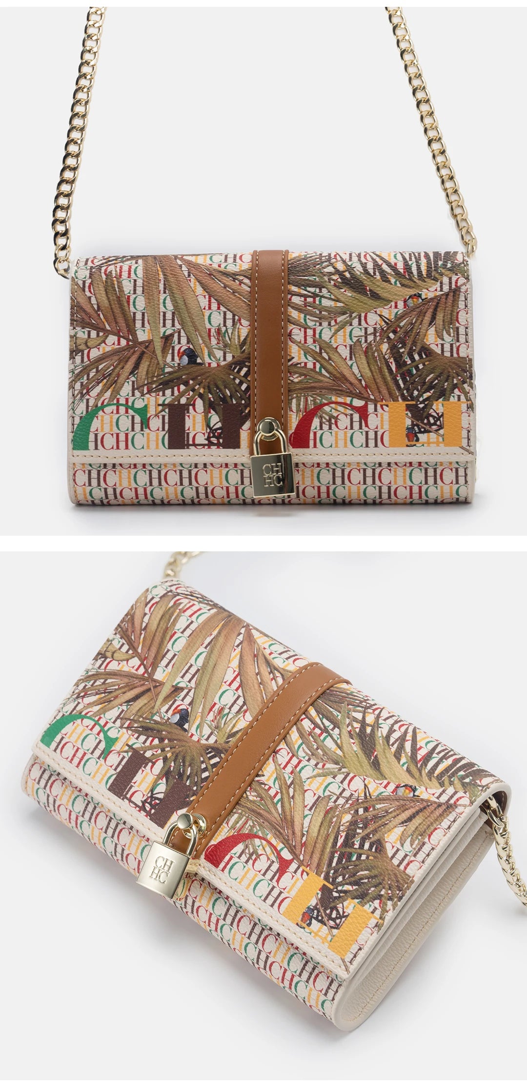 CH Exquisite Fashion Wallet Bag Printed Lock Design High Quality PU Material 2025 High Quality Women's Designer Shoulder Bag