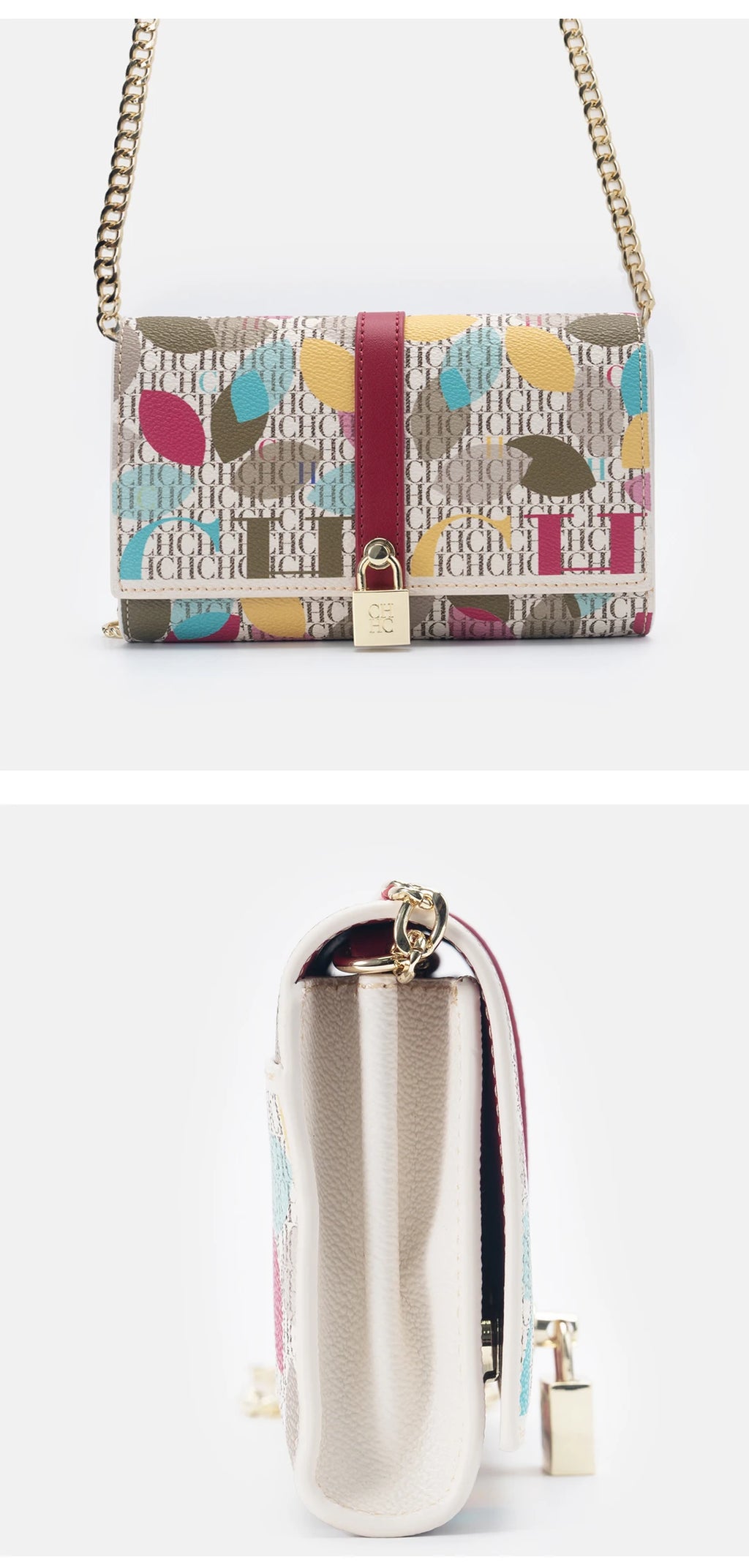 CH Exquisite Fashion Wallet Bag Printed Lock Design High Quality PU Material 2025 High Quality Women's Designer Shoulder Bag