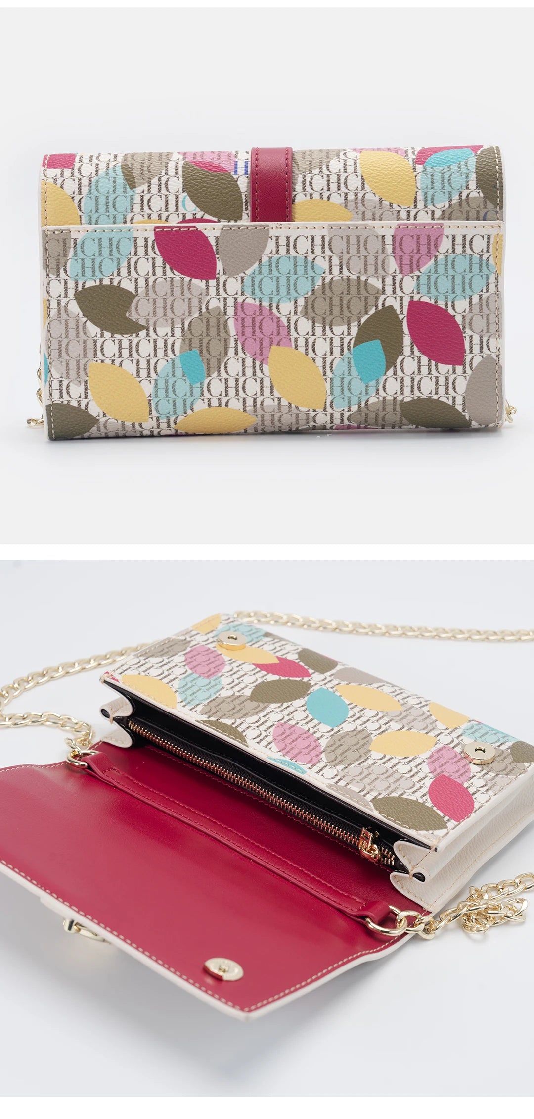 CH Exquisite Fashion Wallet Bag Printed Lock Design High Quality PU Material 2025 High Quality Women's Designer Shoulder Bag