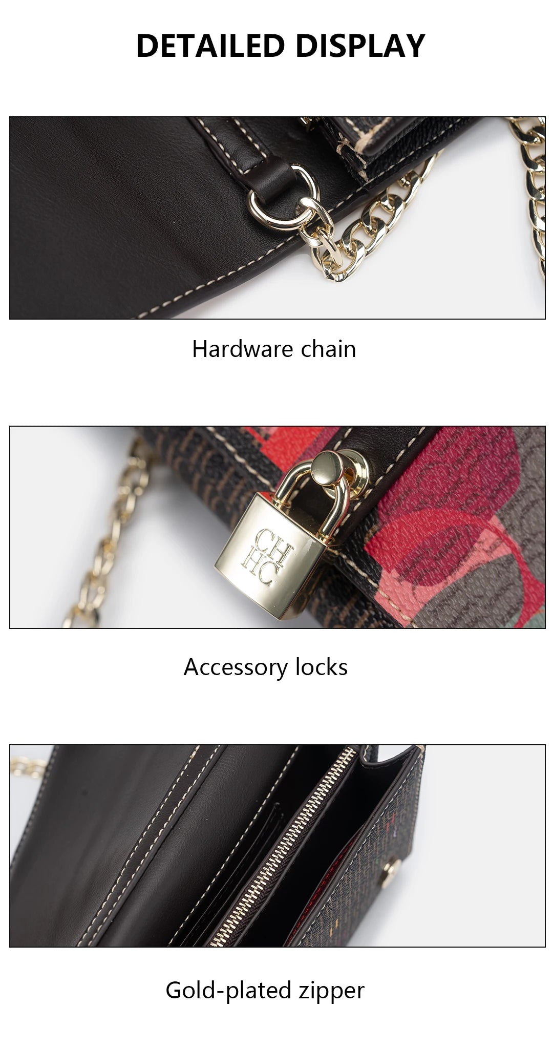 CH Exquisite Fashion Wallet Bag Printed Lock Design High Quality PU Material 2025 High Quality Women's Designer Shoulder Bag