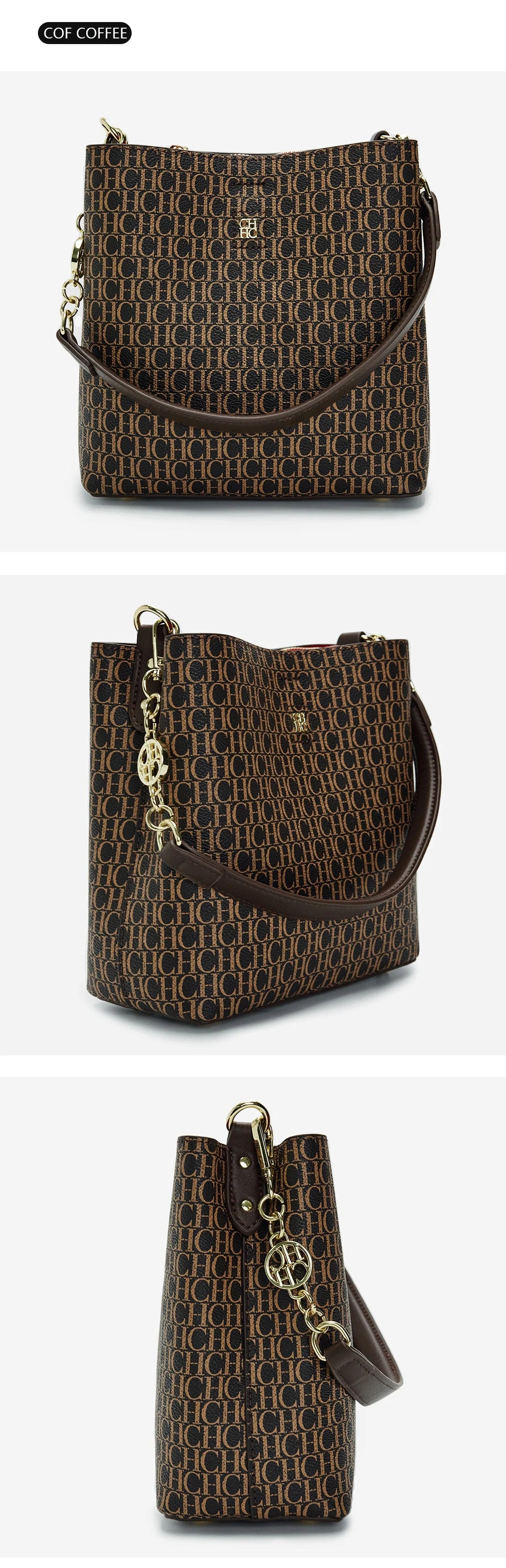 CH Designer Chain Leather Monogram Print Women's Handbag Stylish and Versatile Interior Compartment Zipper Women's Handbag