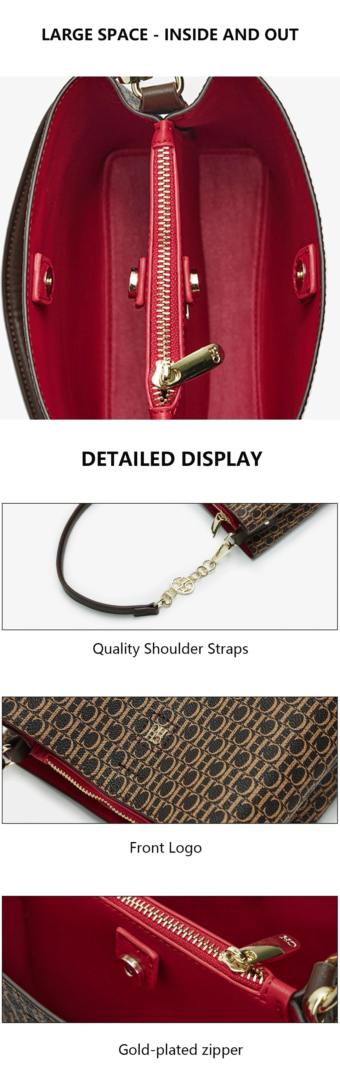 CH Designer Chain Leather Monogram Print Women's Handbag Stylish and Versatile Interior Compartment Zipper Women's Handbag