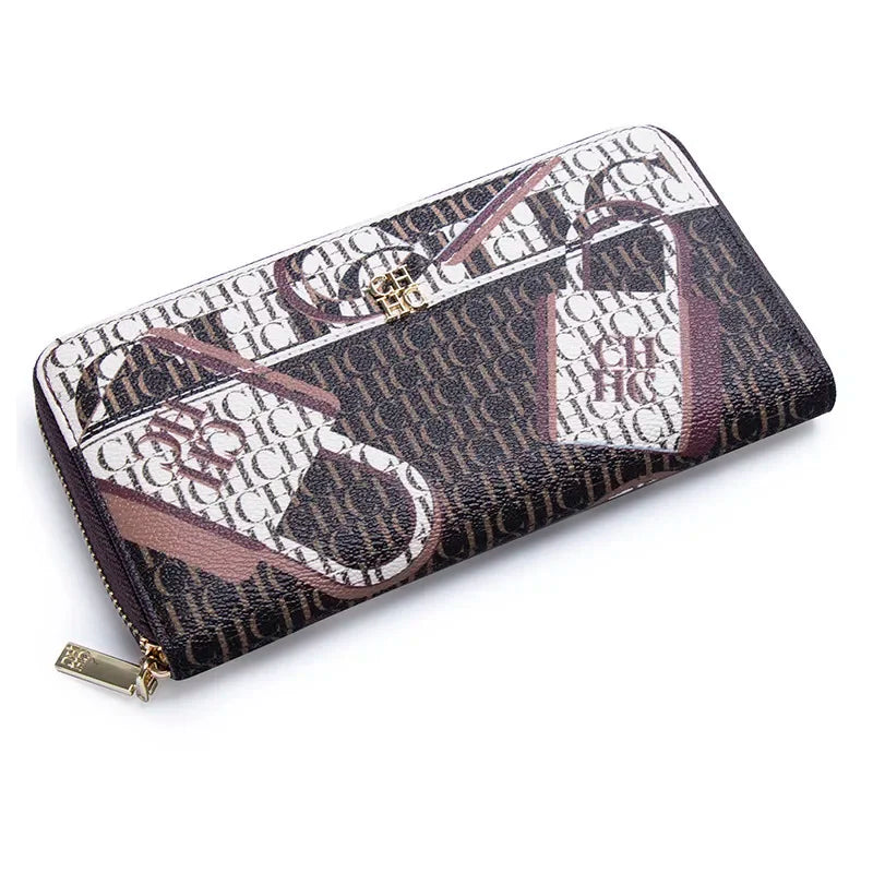 CH Brand Pattern Printing Design Ladies Wallet Fashion Classic Women Small Wallet Standard Wallet Pure Color Design Multil