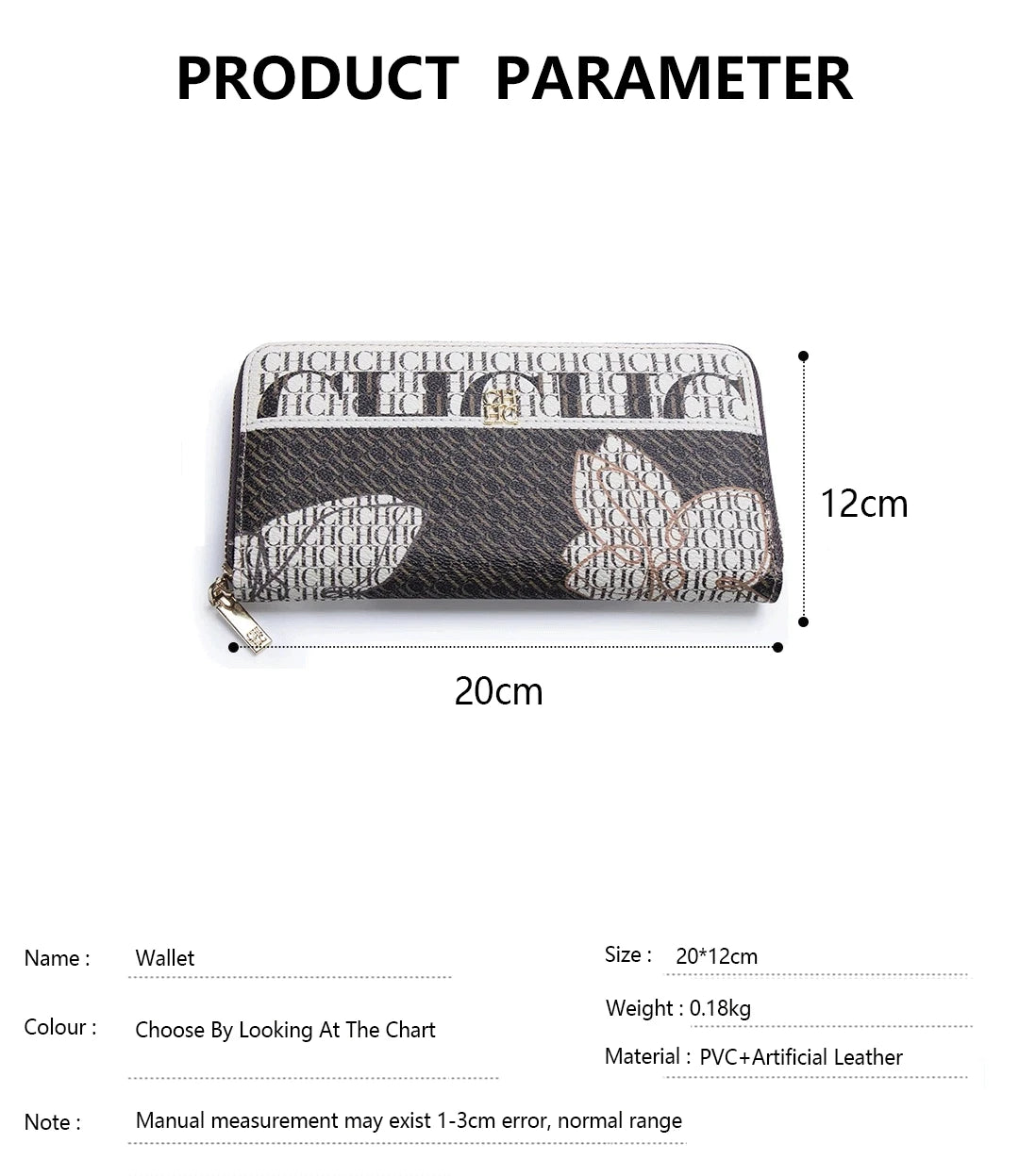 CH Brand Pattern Printing Design Ladies Wallet Fashion Classic Women Small Wallet Standard Wallet Pure Color Design Multil