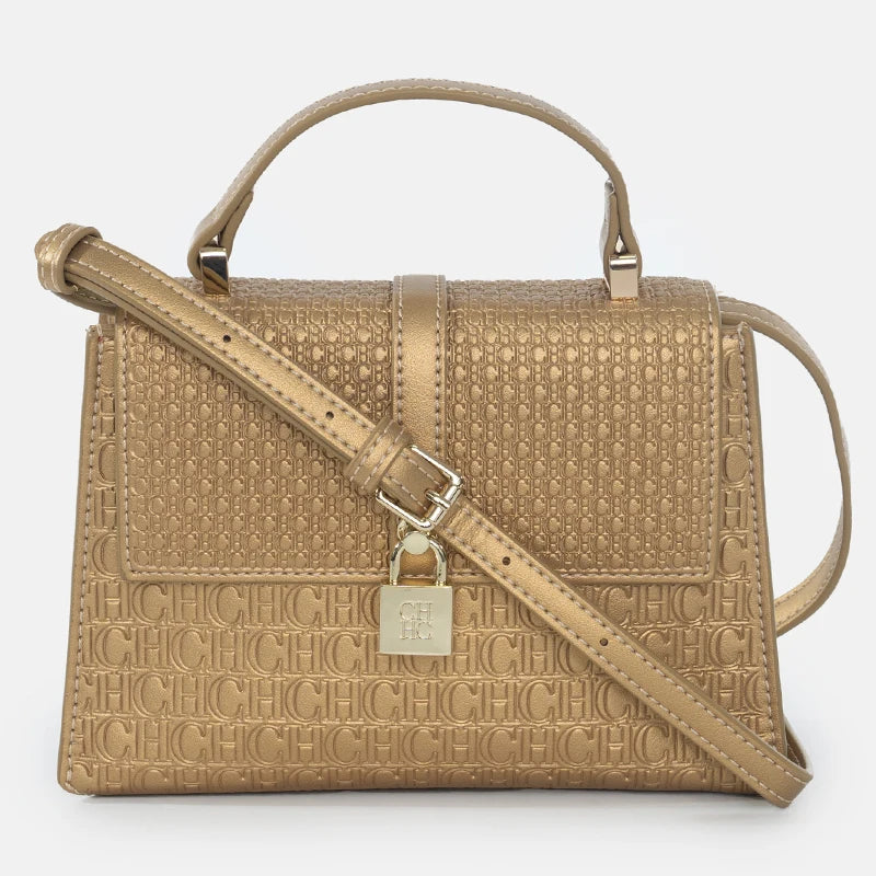 CH High Quality Women's Handbag Fashion Compact Letter Print Lock Design 2025 New Trend Solid Color Women's Shoulder Bag