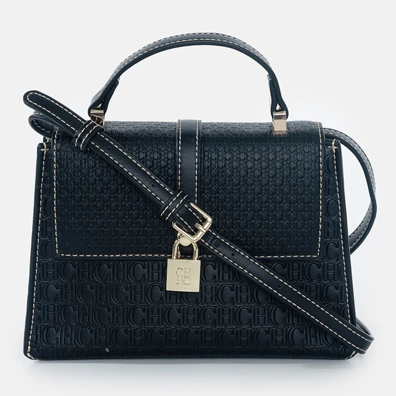 CH High Quality Women's Handbag Fashion Compact Letter Print Lock Design 2025 New Trend Solid Color Women's Shoulder Bag