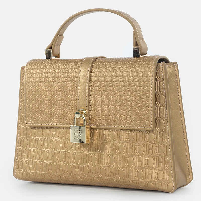 CH High Quality Women's Handbag Fashion Compact Letter Print Lock Design 2025 New Trend Solid Color Women's Shoulder Bag