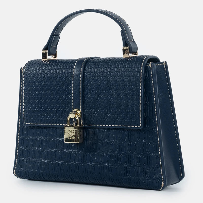 CH High Quality Women's Handbag Fashion Compact Letter Print Lock Design 2025 New Trend Solid Color Women's Shoulder Bag