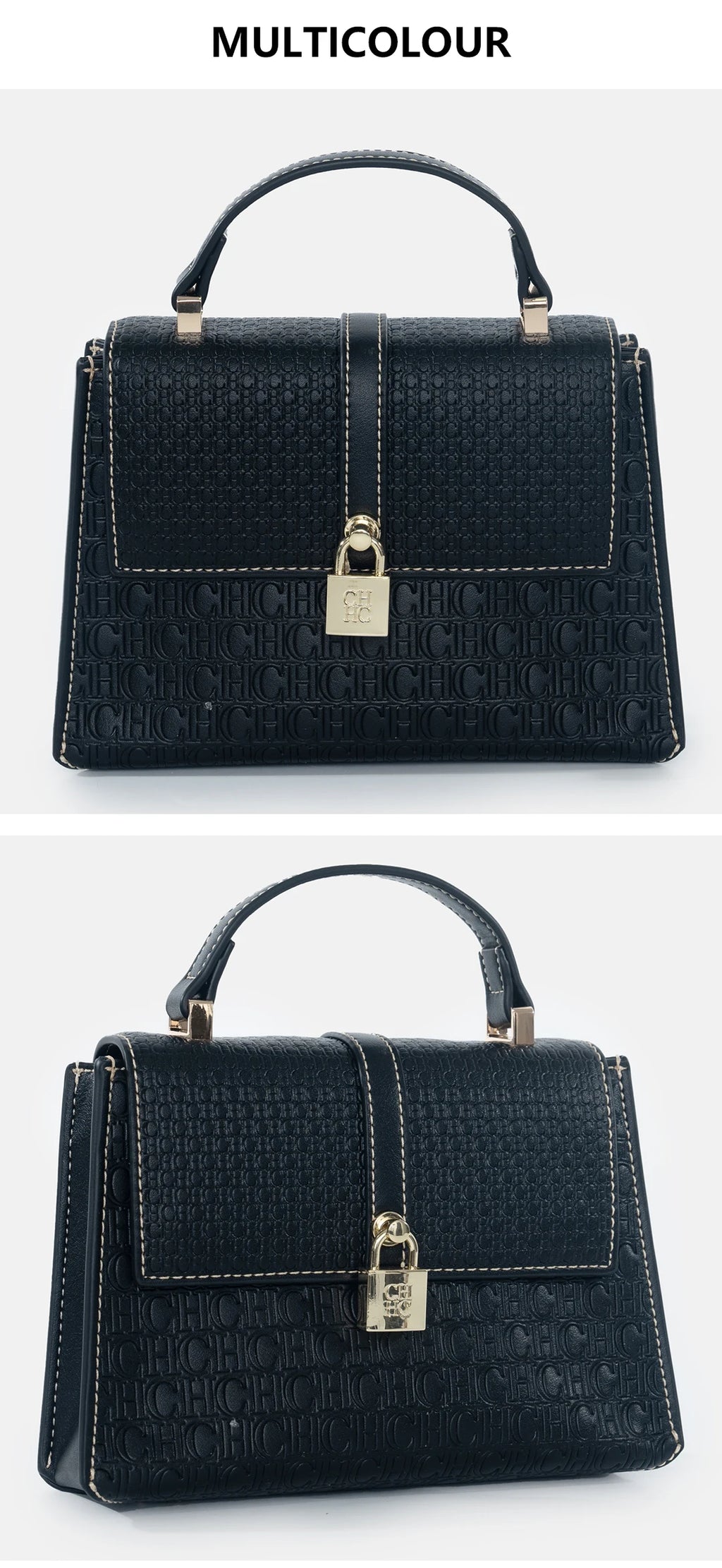 CH High Quality Women's Handbag Fashion Compact Letter Print Lock Design 2025 New Trend Solid Color Women's Shoulder Bag