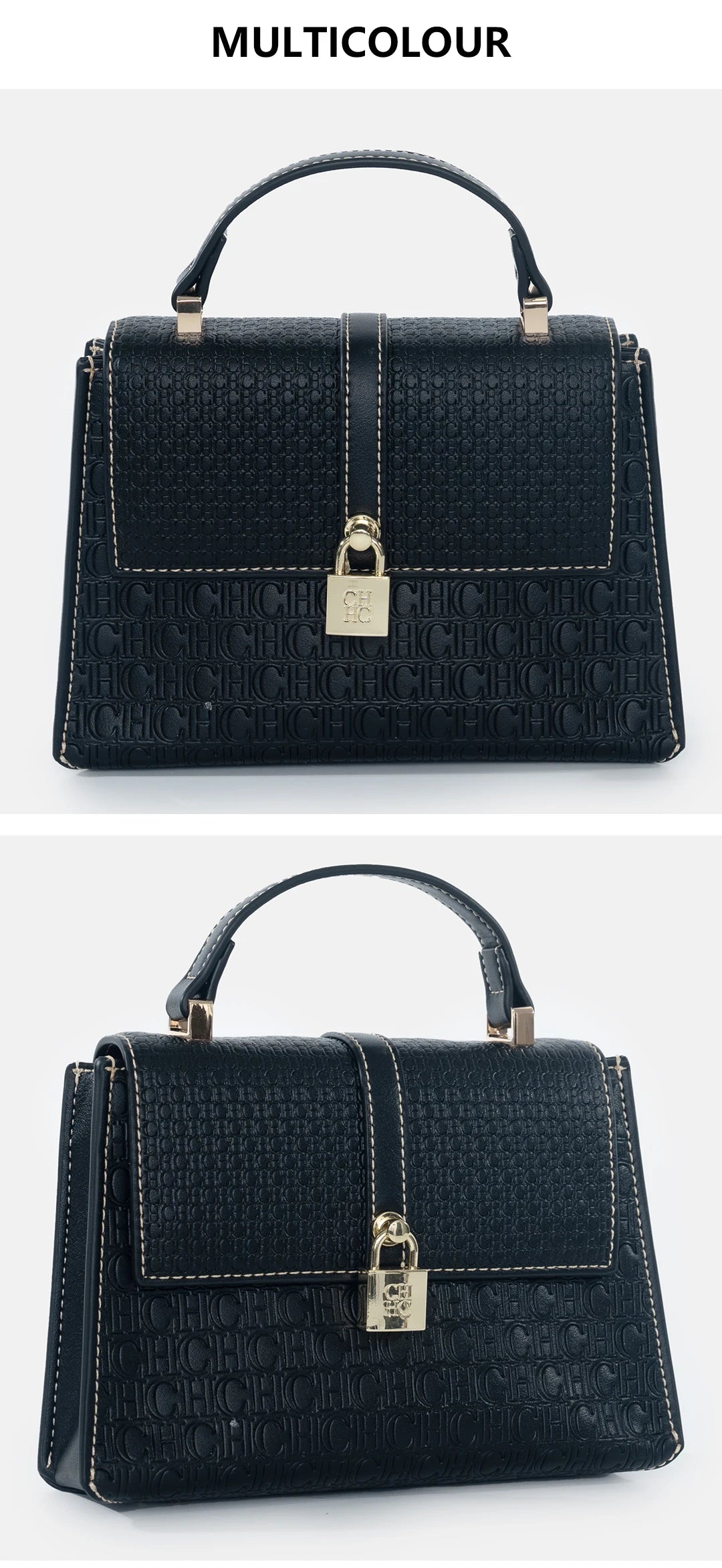 CH High Quality Women's Handbag Fashion Compact Letter Print Lock Design 2025 New Trend Solid Color Women's Shoulder Bag