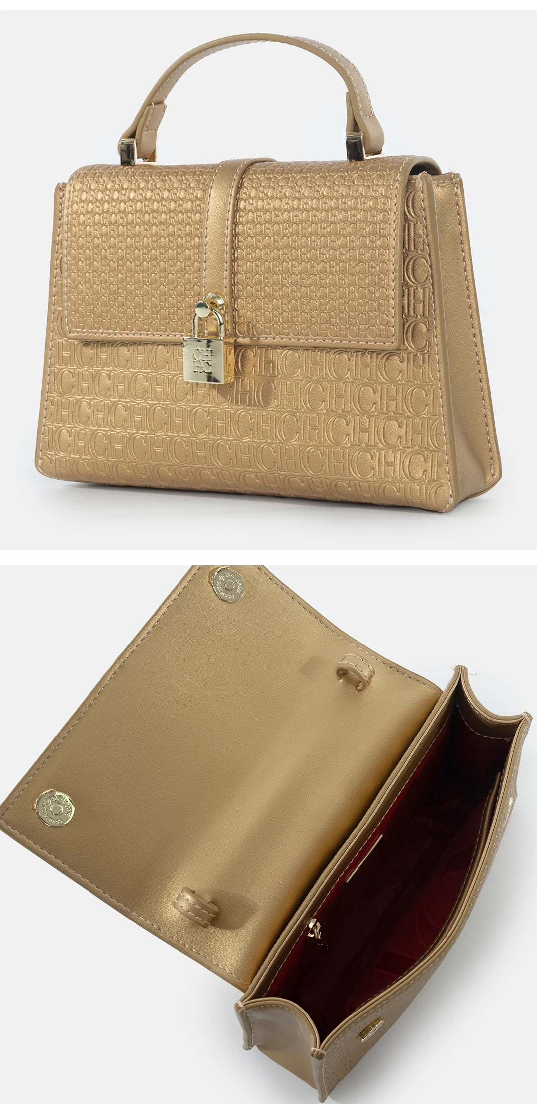 CH High Quality Women's Handbag Fashion Compact Letter Print Lock Design 2025 New Trend Solid Color Women's Shoulder Bag