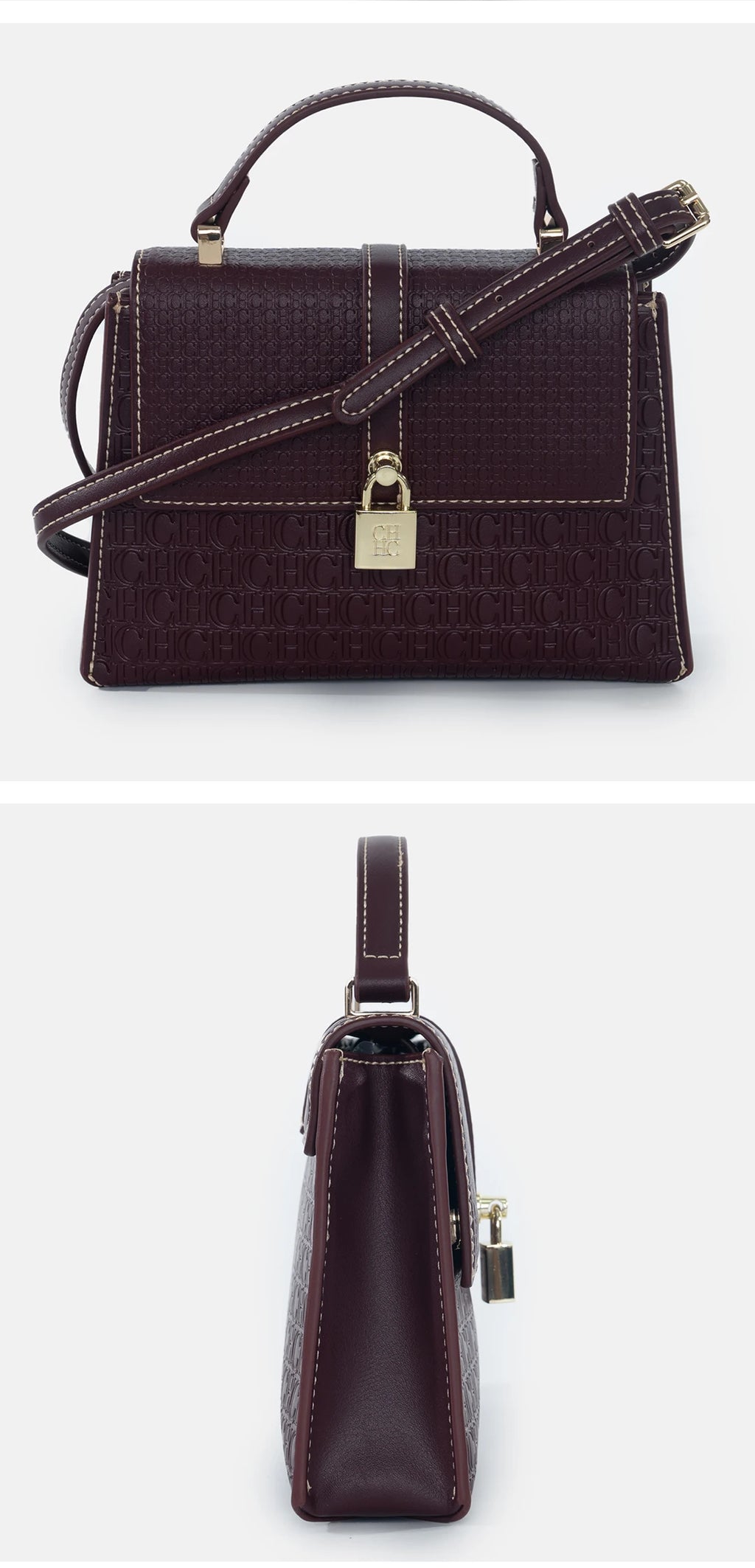 CH High Quality Women's Handbag Fashion Compact Letter Print Lock Design 2025 New Trend Solid Color Women's Shoulder Bag