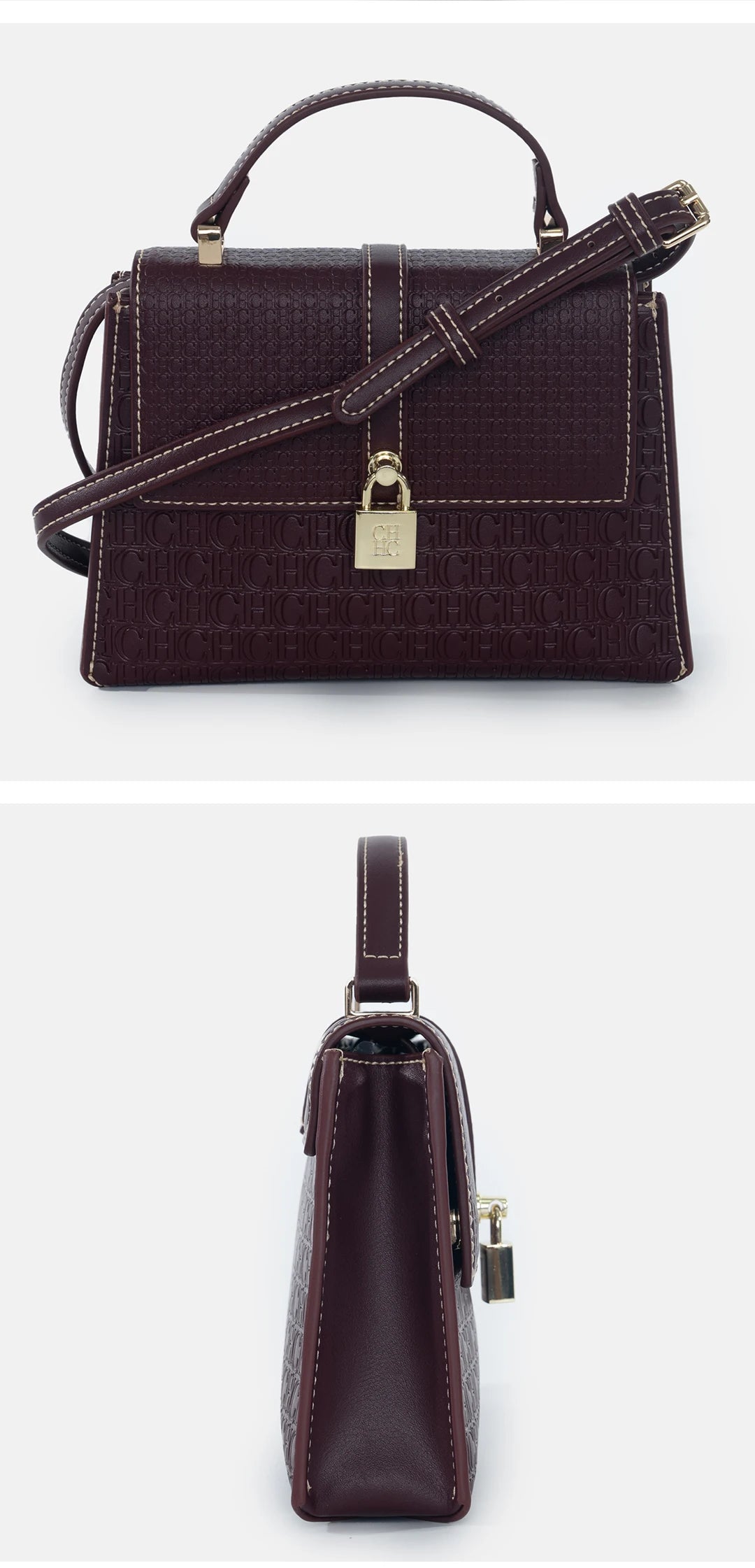 CH High Quality Women's Handbag Fashion Compact Letter Print Lock Design 2025 New Trend Solid Color Women's Shoulder Bag