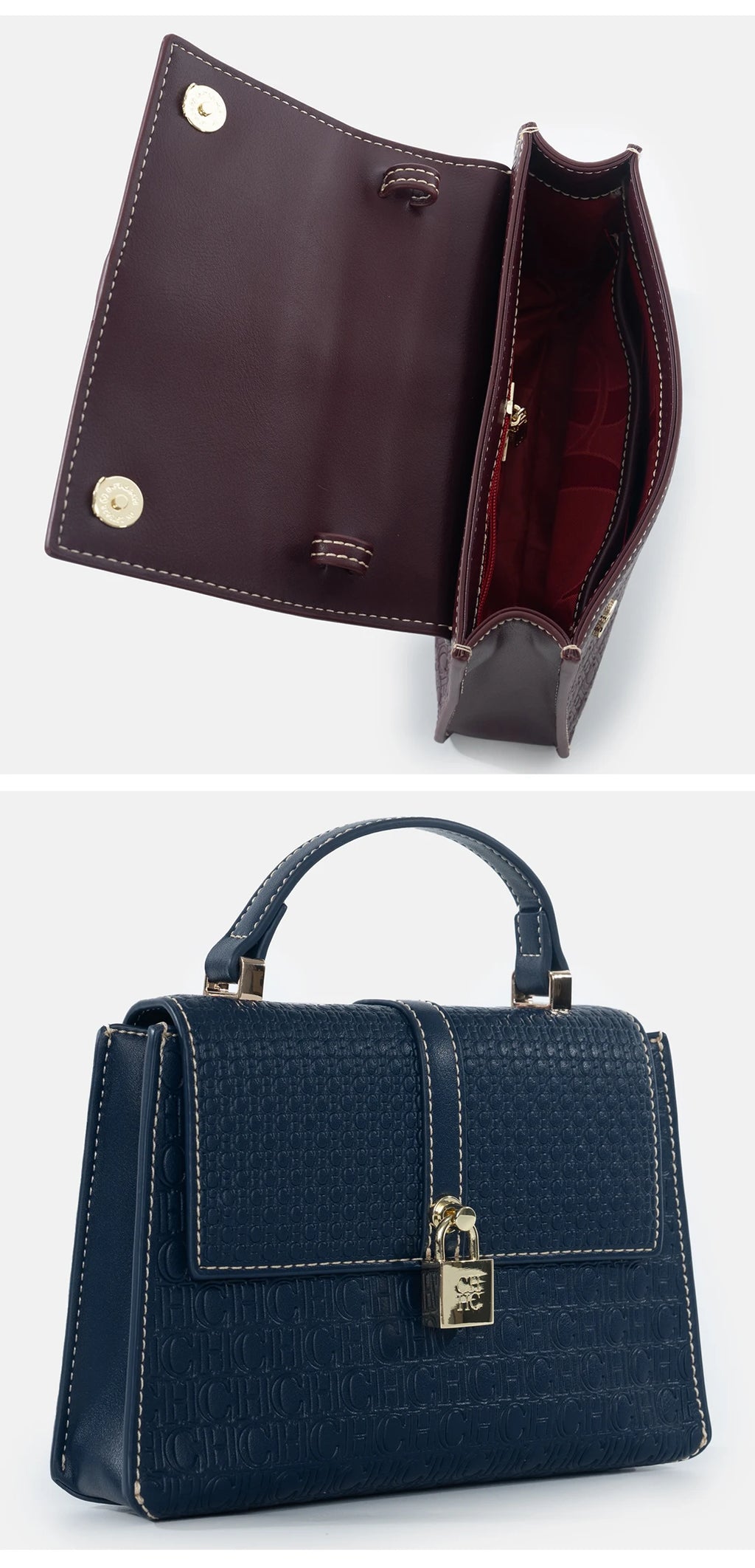CH High Quality Women's Handbag Fashion Compact Letter Print Lock Design 2025 New Trend Solid Color Women's Shoulder Bag