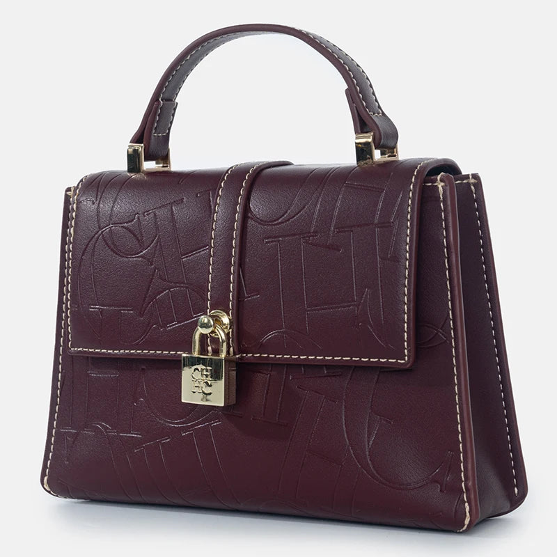CH High Quality Women's Handbag Exquisite Light Luxury Brand Fashion Monogram Print Lock Design Solid Color Women's Shoulder Bag