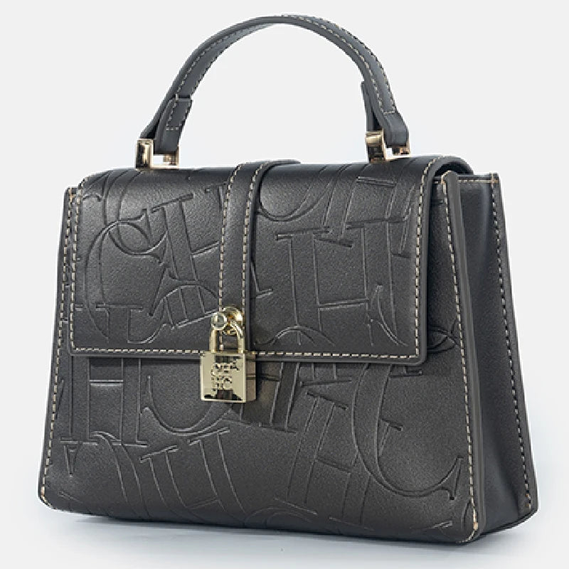 CH High Quality Women's Handbag Exquisite Light Luxury Brand Fashion Monogram Print Lock Design Solid Color Women's Shoulder Bag