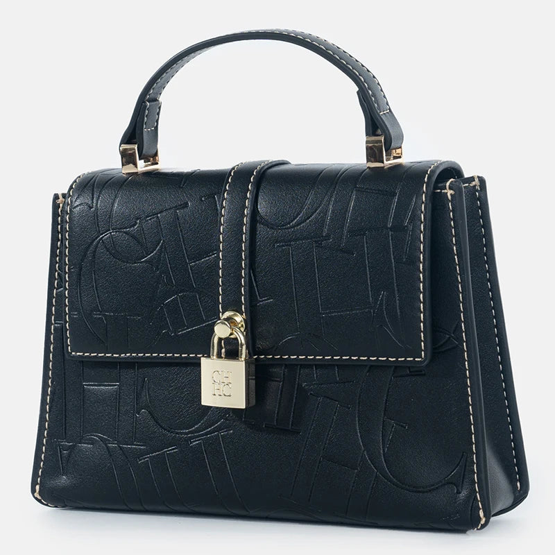CH High Quality Women's Handbag Exquisite Light Luxury Brand Fashion Monogram Print Lock Design Solid Color Women's Shoulder Bag