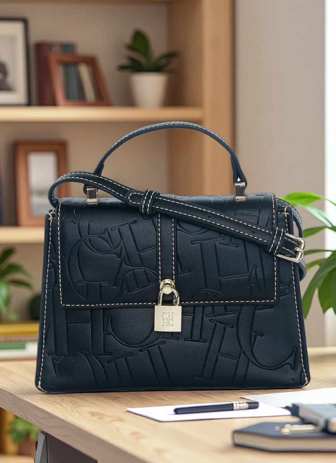 CH High Quality Women's Handbag Exquisite Light Luxury Brand Fashion Monogram Print Lock Design Solid Color Women's Shoulder Bag