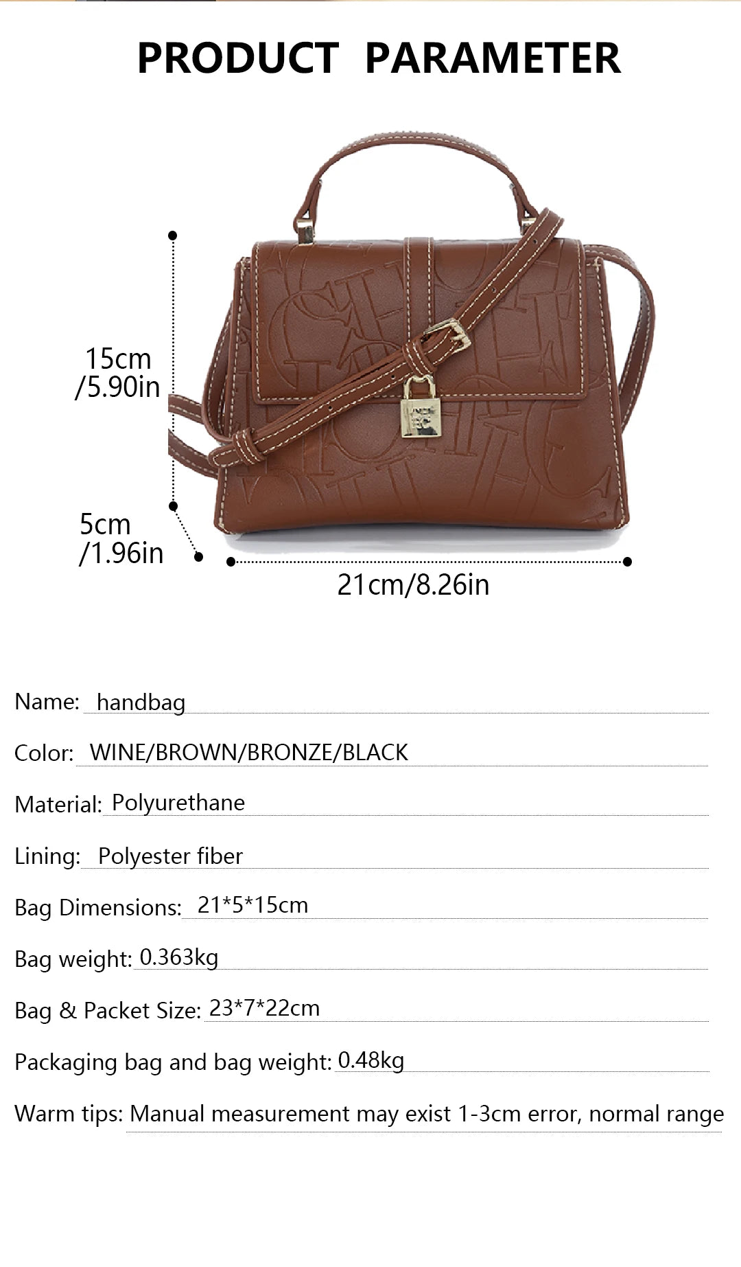 CH High Quality Women's Handbag Exquisite Light Luxury Brand Fashion Monogram Print Lock Design Solid Color Women's Shoulder Bag