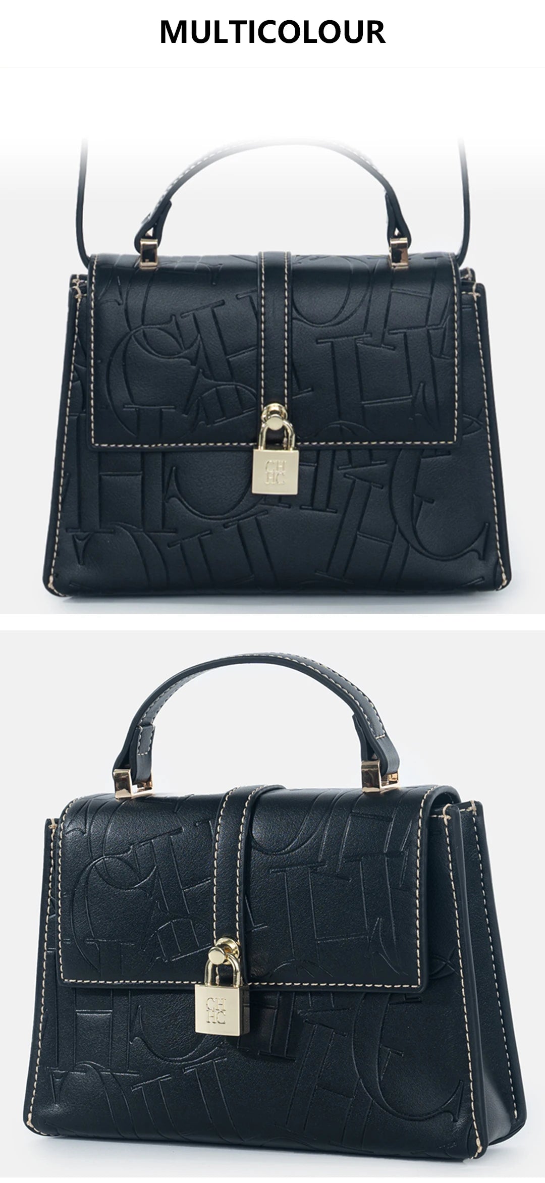 CH High Quality Women's Handbag Exquisite Light Luxury Brand Fashion Monogram Print Lock Design Solid Color Women's Shoulder Bag