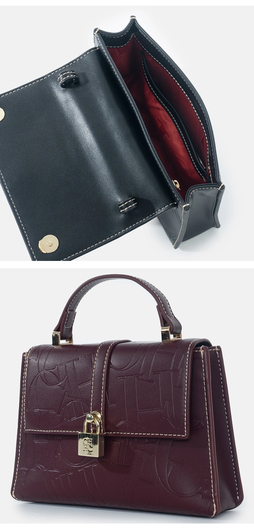 CH High Quality Women's Handbag Exquisite Light Luxury Brand Fashion Monogram Print Lock Design Solid Color Women's Shoulder Bag