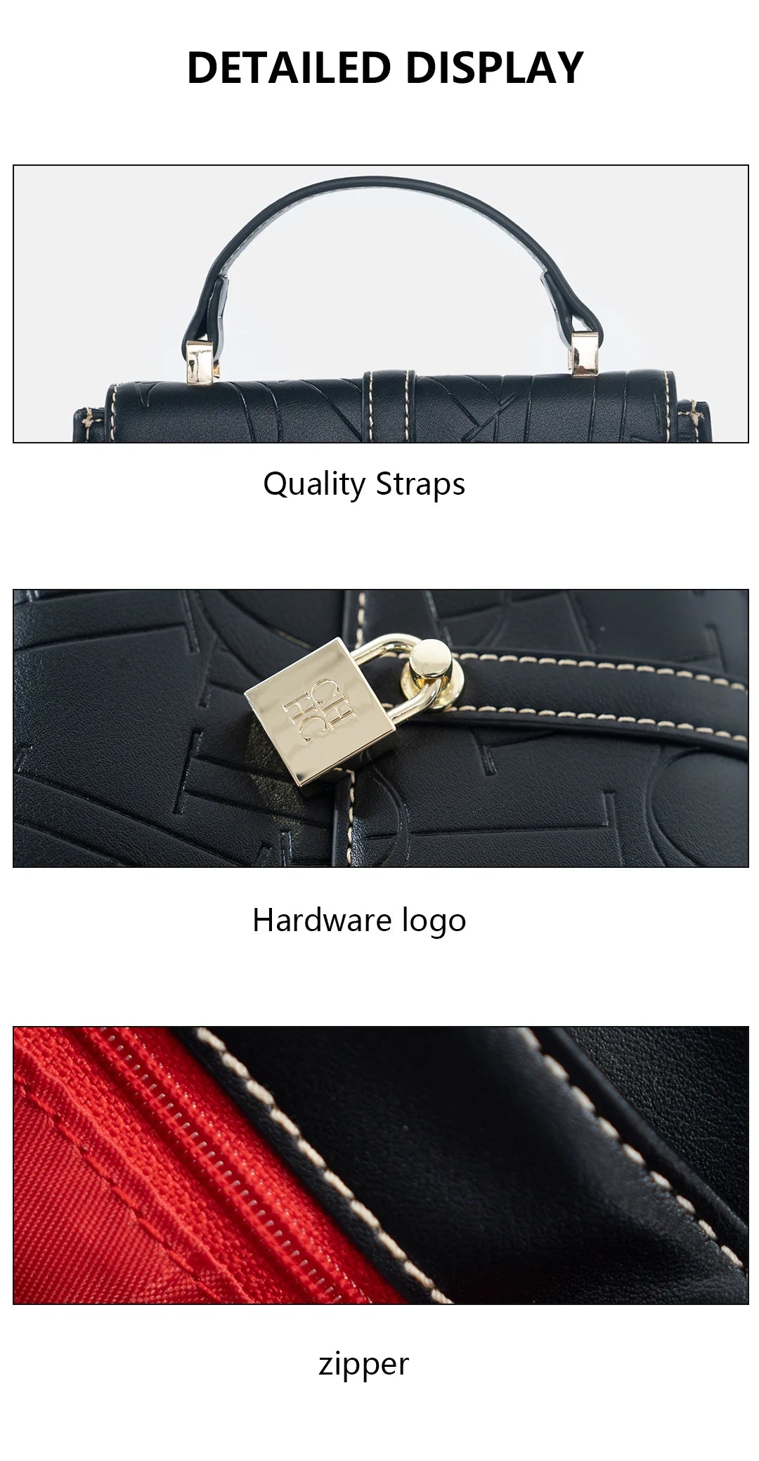 CH High Quality Women's Handbag Exquisite Light Luxury Brand Fashion Monogram Print Lock Design Solid Color Women's Shoulder Bag