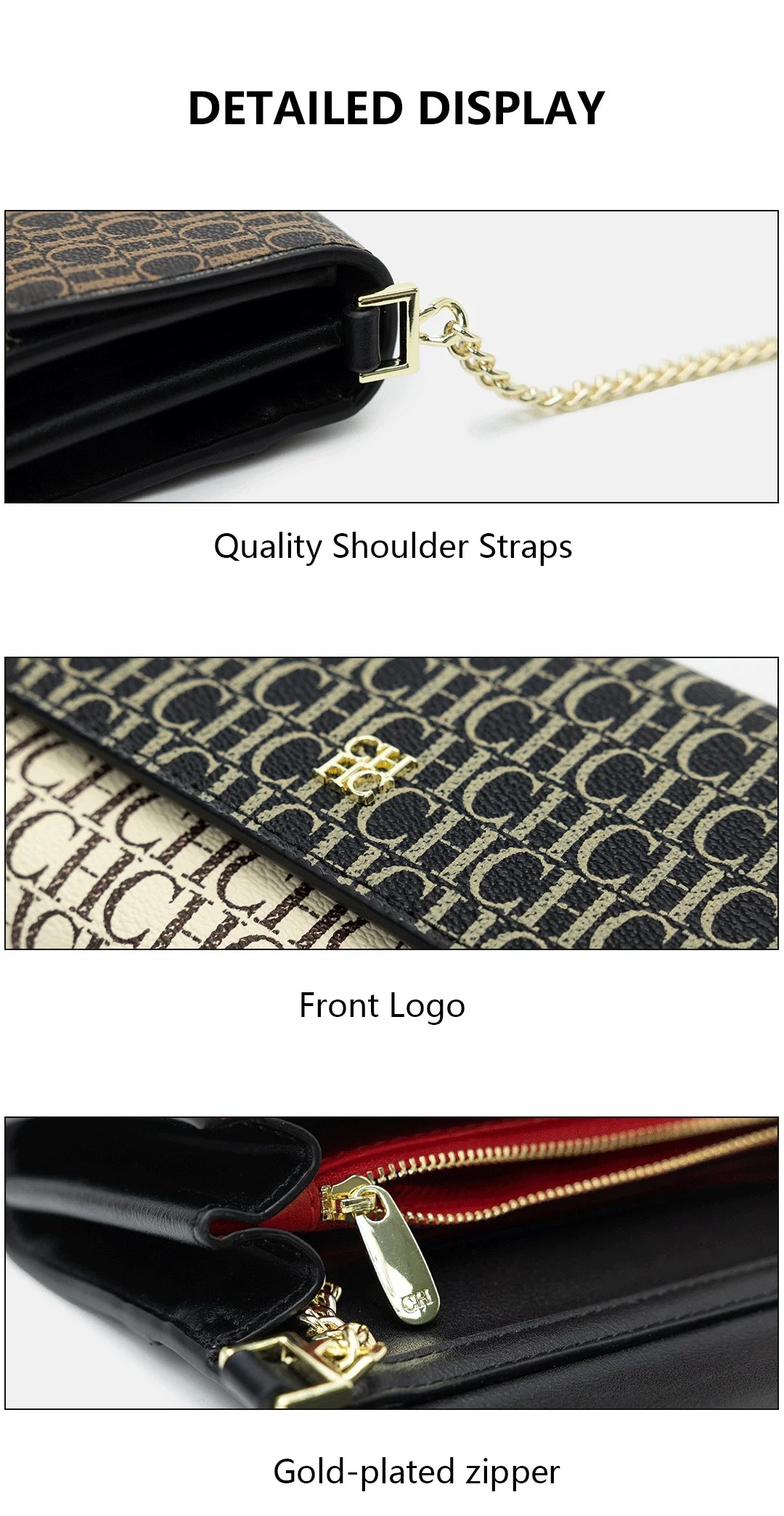 CH Crossbody Bag Monogram Print Design Light Luxury Niche Evening Bag Niche Elegant Fashion Unique Ladies Crossbody With Gift