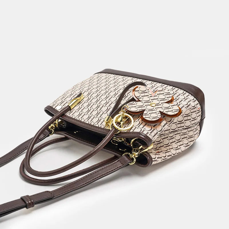 CH High Quality Women's Light Luxury Brand Letter Printed Handbag with Flower Pendant Design Unique Elegant Popular Crossbody