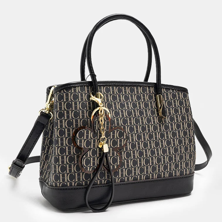 CH High Quality Women's Light Luxury Brand Letter Printed Handbag with Flower Pendant Design Unique Elegant Popular Crossbody