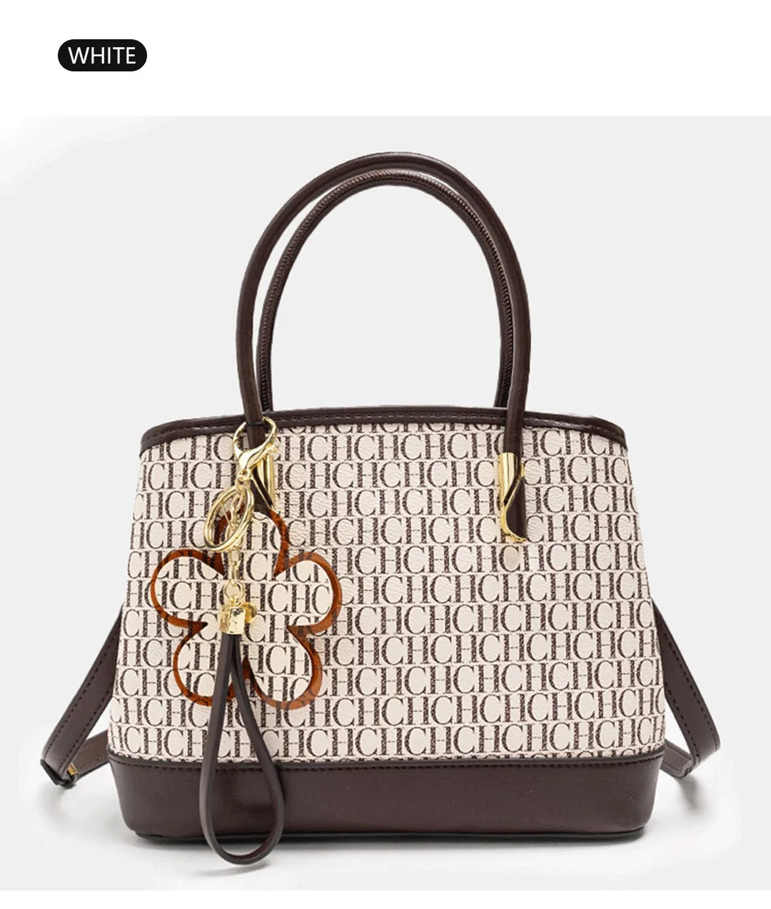 CH High Quality Women's Light Luxury Brand Letter Printed Handbag with Flower Pendant Design Unique Elegant Popular Crossbody