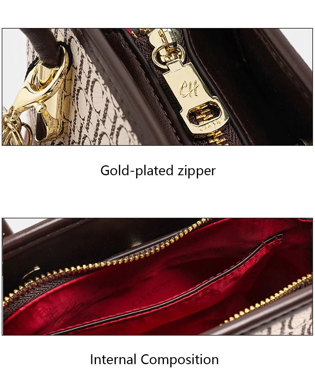 CH High Quality Women's Light Luxury Brand Letter Printed Handbag with Flower Pendant Design Unique Elegant Popular Crossbody