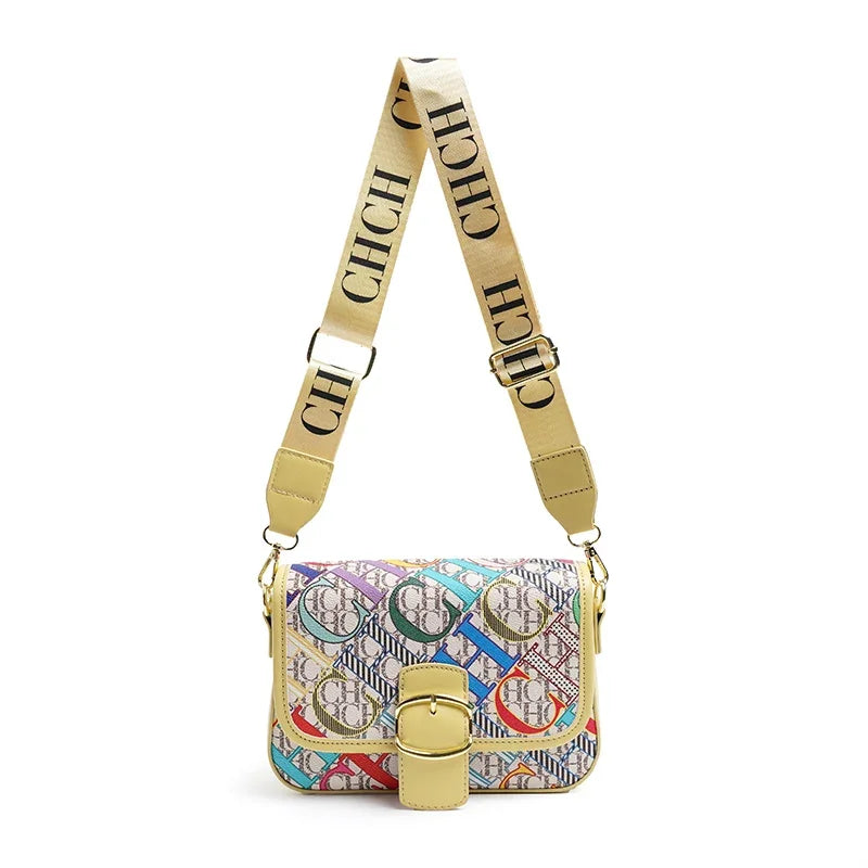 CH Fashion Women's Bag Decorated Versatile Colorful Shoulder Bag Brand Design Letter Buckle Crossbody Bag Women's Bag