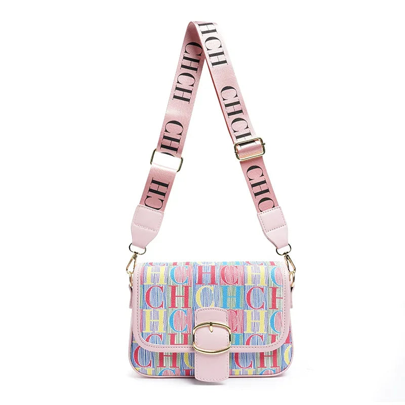 CH Fashion Women's Bag Decorated Versatile Colorful Shoulder Bag Brand Design Letter Buckle Crossbody Bag Women's Bag