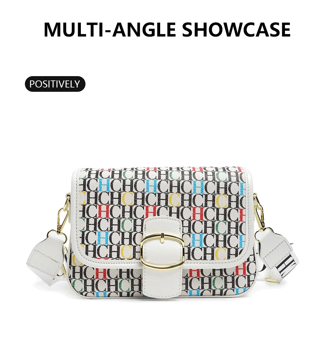 CH Fashion Women's Bag Decorated Versatile Colorful Shoulder Bag Brand Design Letter Buckle Crossbody Bag Women's Bag