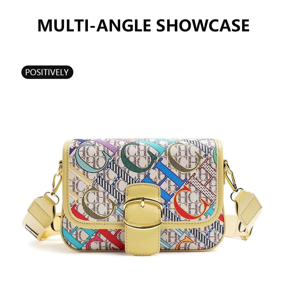CH Fashion Women's Bag Decorated Versatile Colorful Shoulder Bag Brand Design Letter Buckle Crossbody Bag Women's Bag