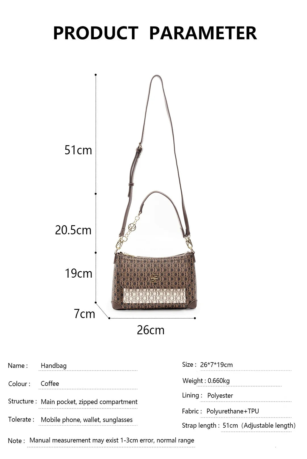 CH Crossbody Brand Women's Bag Design Sense Fashion Hundred Brown Handbag Multi Simple Women's Bag Elegant Shopping Casual