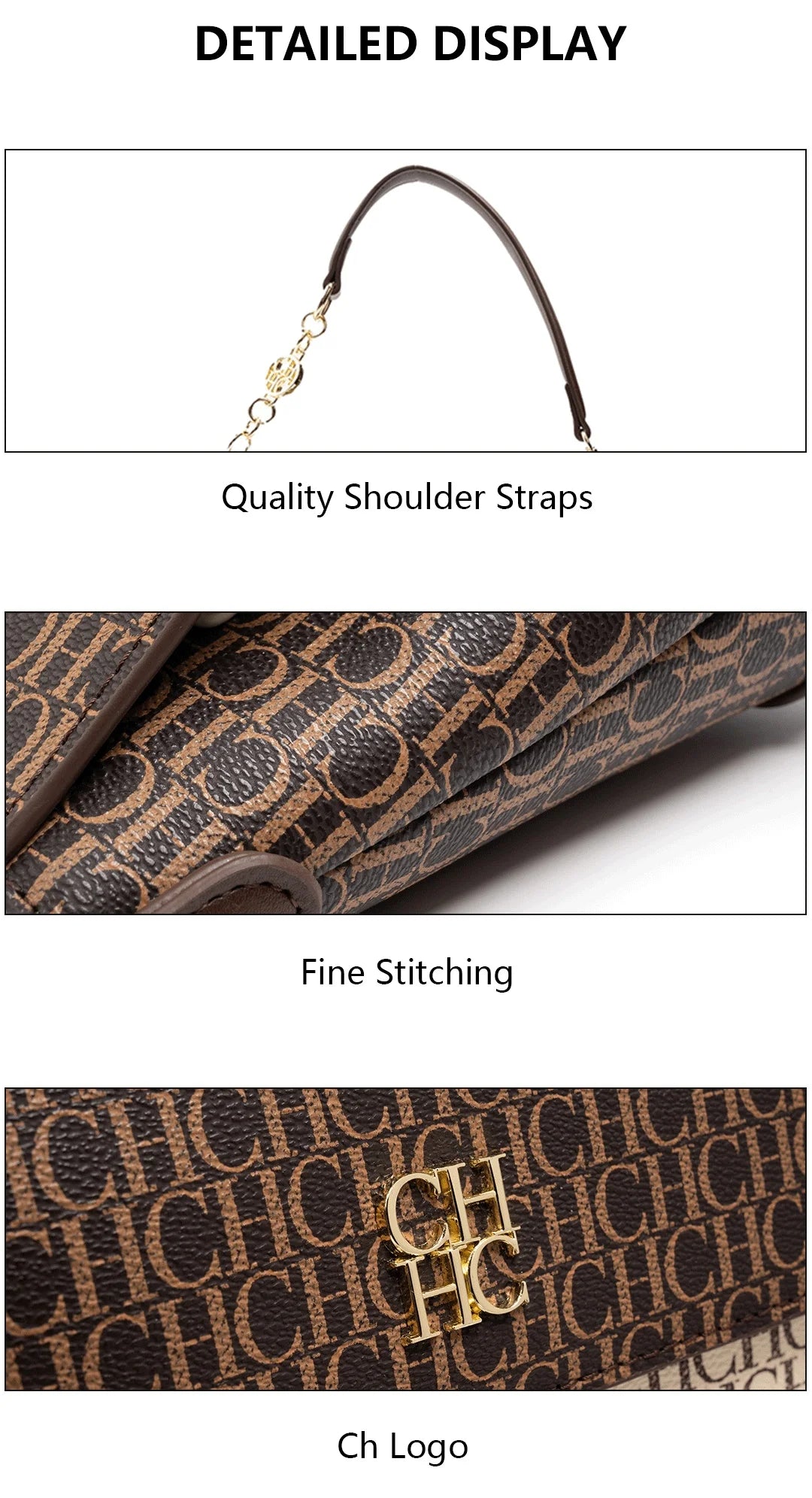 CH Crossbody Brand Women's Bag Design Sense Fashion Hundred Brown Handbag Multi Simple Women's Bag Elegant Shopping Casual