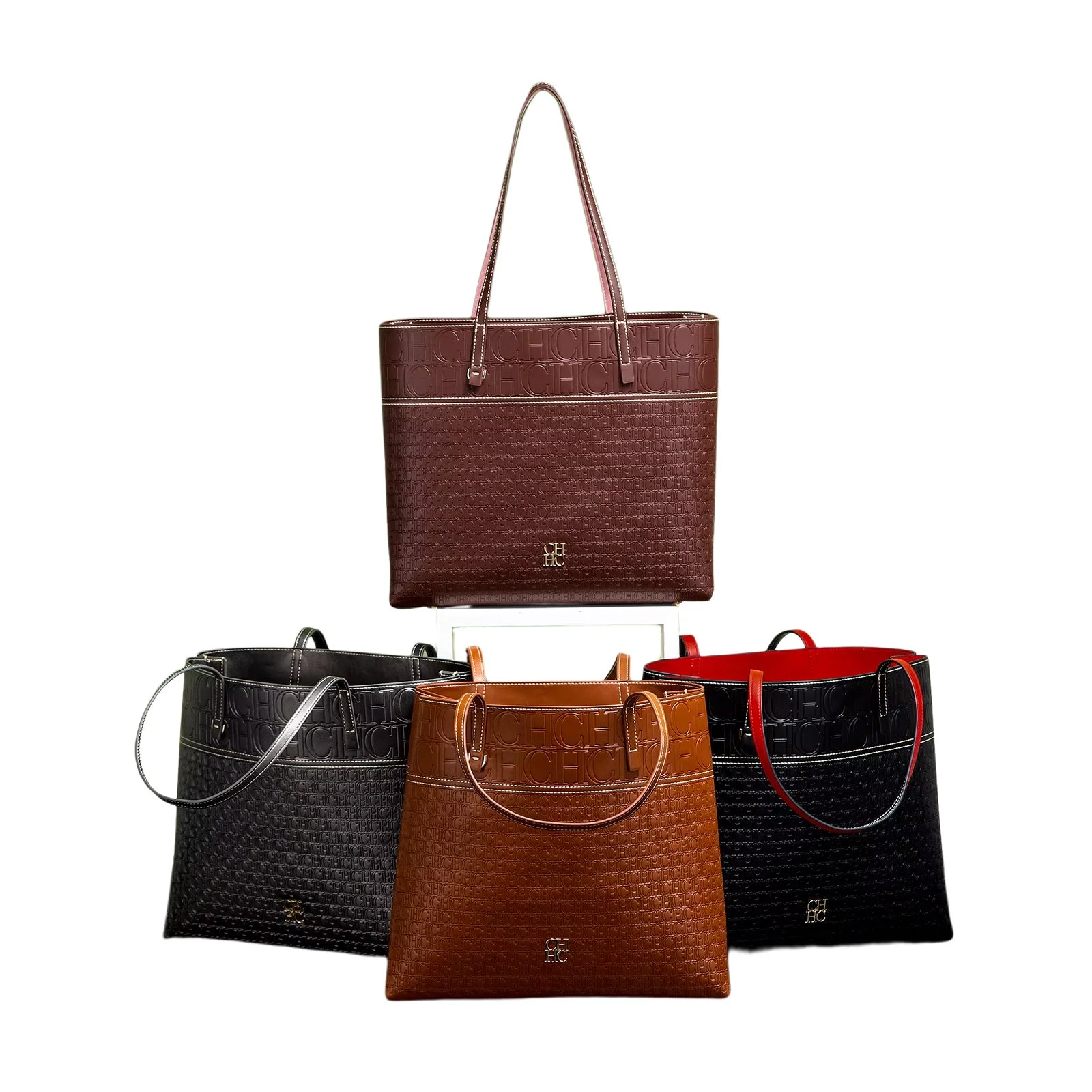 Exquisite Leather Women's Bag with Letter Printing Large Capacity Durable Elegant Fashionable and Casual Women's Shoulder Bag with Base