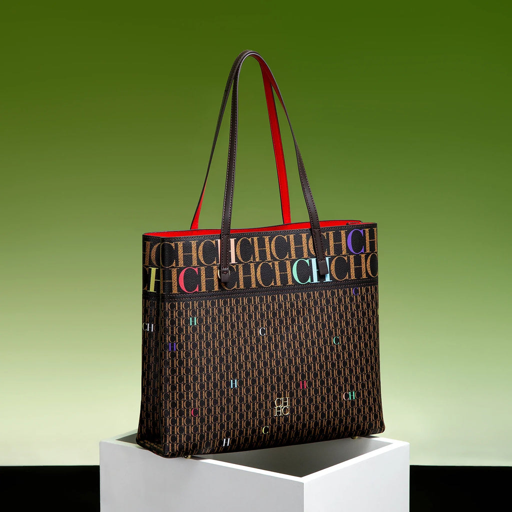 Exquisite Leather Women's Bag with Letter Printing Large Capacity Durable Elegant Fashionable and Casual Women's Shoulder Bag with Base