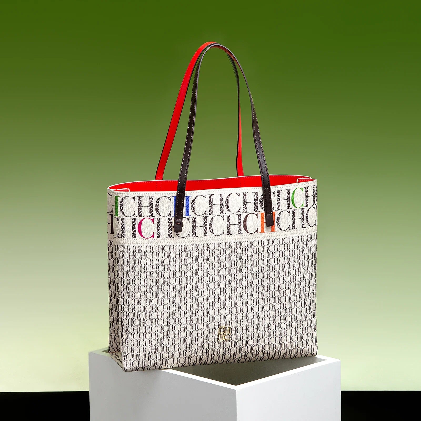 Exquisite Leather Women's Bag with Letter Printing Large Capacity Durable Elegant Fashionable and Casual Women's Shoulder Bag with Base