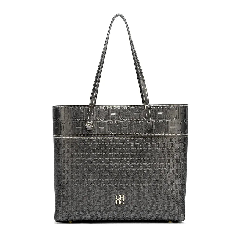 Exquisite Leather Women's Bag with Letter Printing Large Capacity Durable Elegant Fashionable and Casual Women's Shoulder Bag with Base