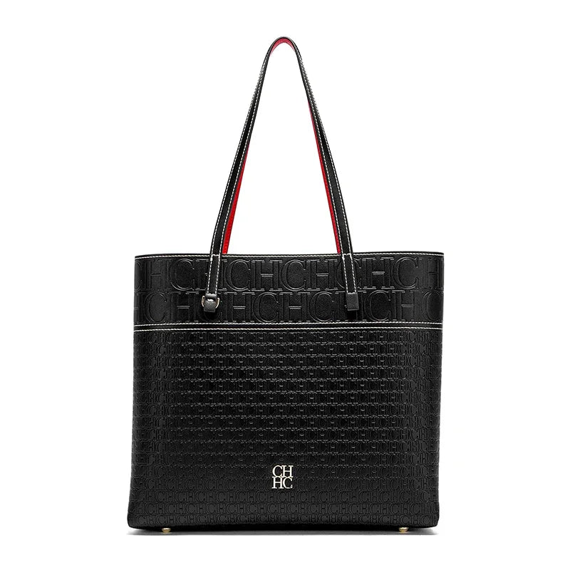 Exquisite Leather Women's Bag with Letter Printing Large Capacity Durable Elegant Fashionable and Casual Women's Shoulder Bag with Base