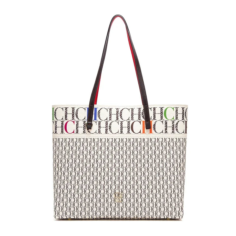 Exquisite Leather Women's Bag with Letter Printing Large Capacity Durable Elegant Fashionable and Casual Women's Shoulder Bag with Base