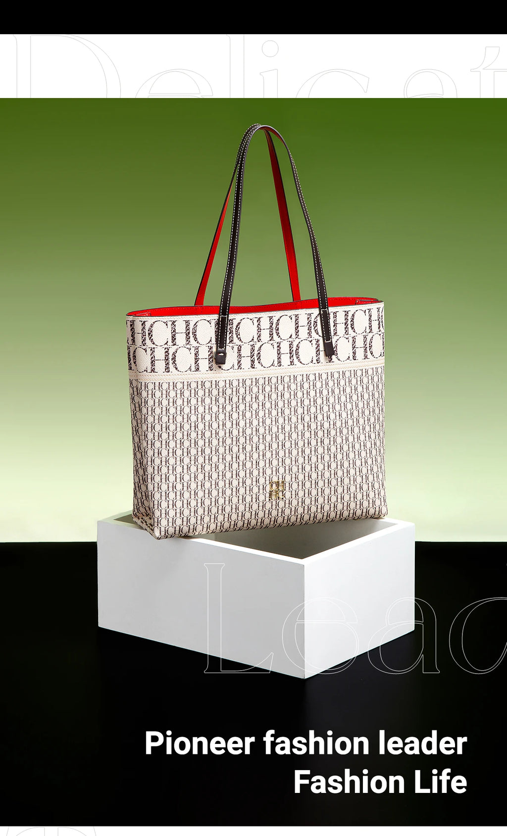 Exquisite Leather Women's Bag with Letter Printing Large Capacity Durable Elegant Fashionable and Casual Women's Shoulder Bag with Base