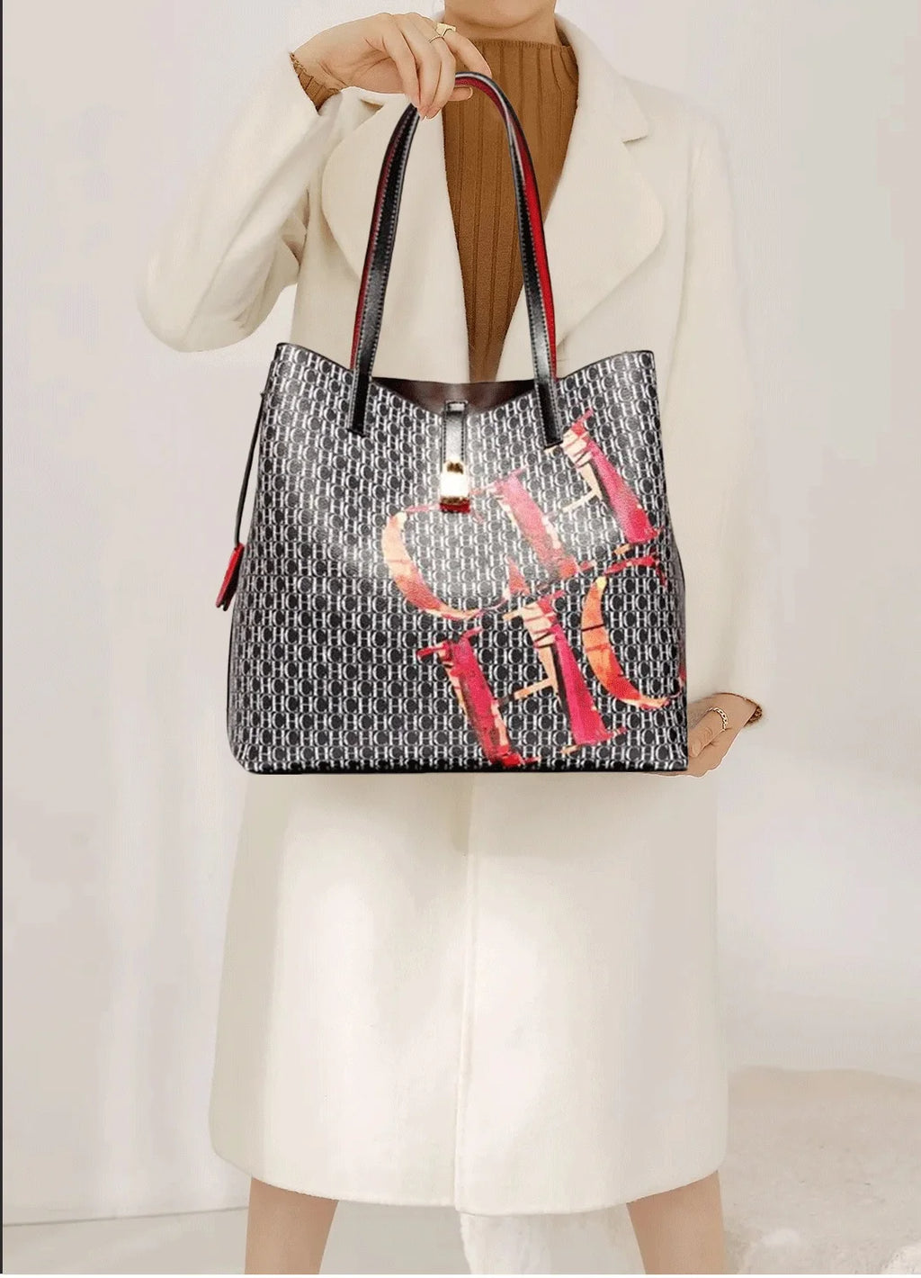 Exquisite High-quality Light Luxury Classic Letter Printed Large Capacity Women's Handbag High-quality Temperament Women's Handbag