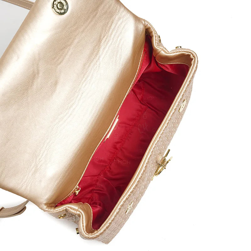 Exquisite Solid Color Brand Classic Letter Logo Buckle Women's Handbag Large Capacity High-quality Women's Elegant Lightweight Luxury Handbag