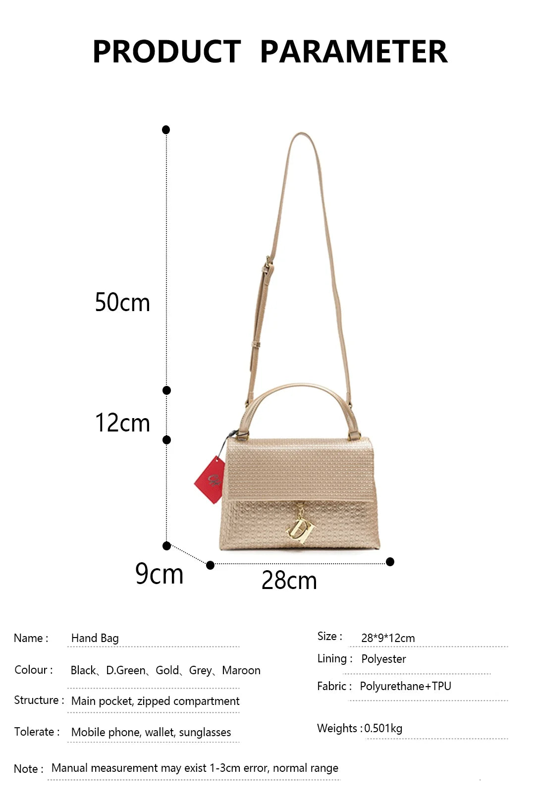 Exquisite Solid Color Brand Classic Letter Logo Buckle Women's Handbag Large Capacity High-quality Women's Elegant Lightweight Luxury Handbag