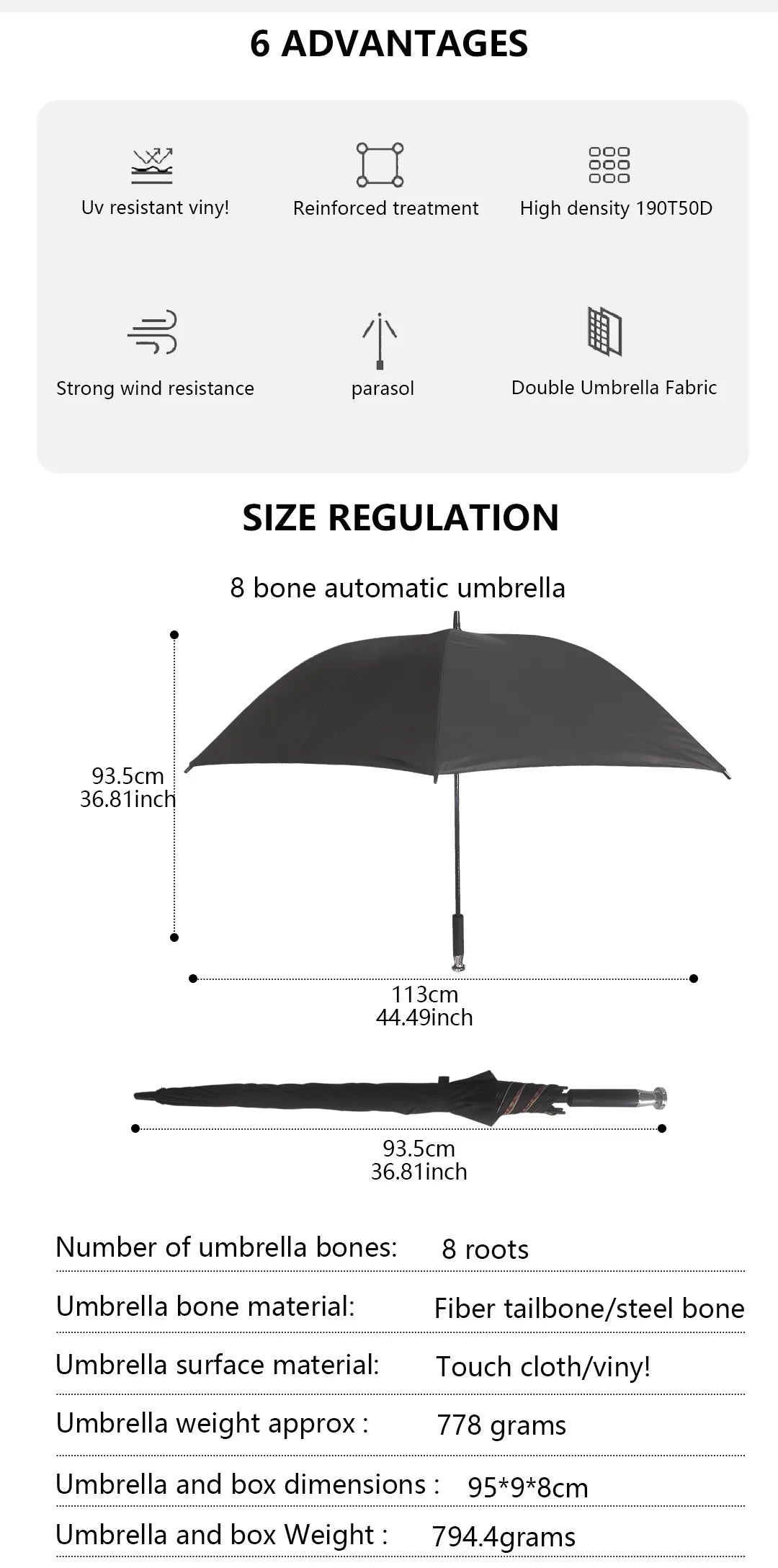 Exquisite Oversized Adult High-quality Brand Sun Umbrella High-quality Black Sun Umbrella 2025 Fashionable Design New Trend Rain Gear
