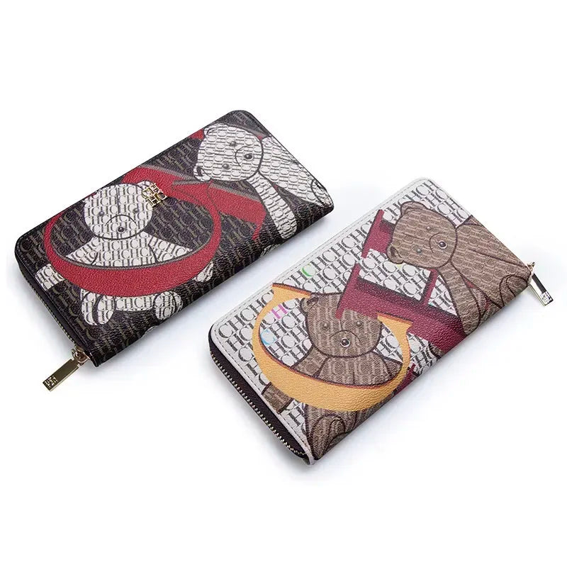 Exquisite Multi-color Women's Wallet Print Design Fashionable Classic Women's Wallet Solid Color Design High-quality Card Holder
