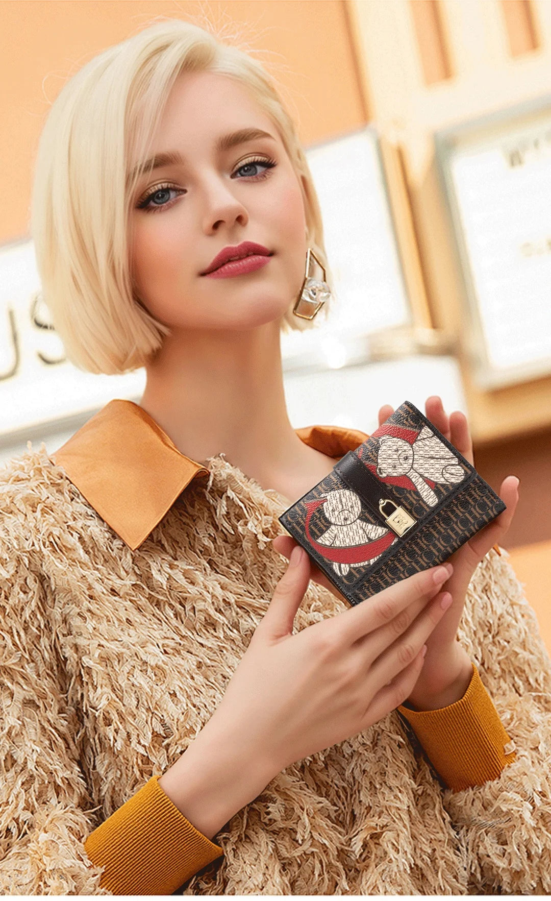 Exquisite High-end High-quality Standard Wallet Women's Temperament Style Card Wallet Fashionable and Multifunctional Letter Printing Design